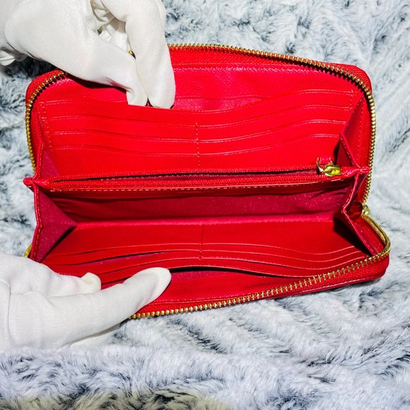 NWOT - COACH ACCORDION ZIP WALLET IN SIG COATED CANVAS W/LEATHER STRIPE (F5463) - Picture 3 of 3